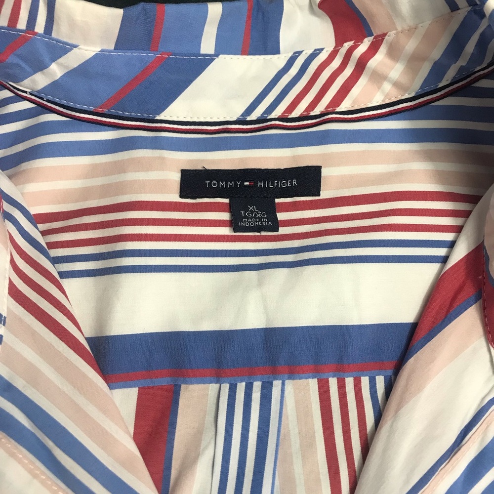 Button down Shirt Dress TOMMY HILFIGER Striped Belted Midi Dress XL Like new - Picture 9 of 16